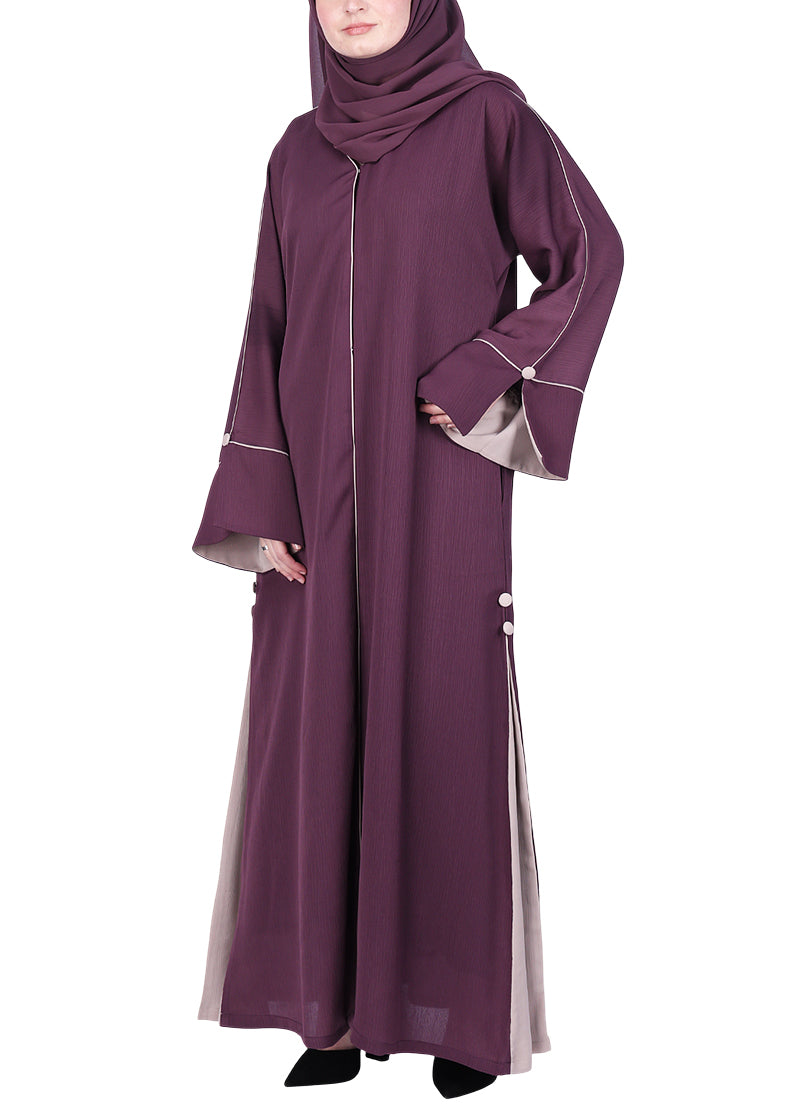 BeingMuslims Extraordinary Purple Abaya Golden Circular Medallion Motifs