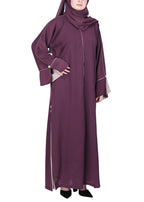 BeingMuslims Extraordinary Purple Abaya Golden Circular Medallion Motifs