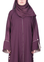 BeingMuslims Flowy Abaya with Sleek contrast Piping
