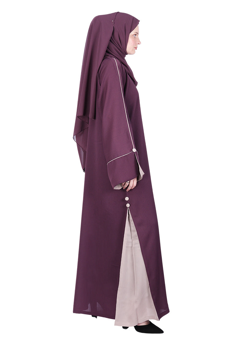 BeingMuslims Extraordinary Purple Abaya Golden Circular Medallion Motifs