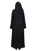 BeingMuslims Flowy Black Abaya with Sleek contrast Piping