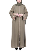 BeingMuslims Extraordinary Olive Abaya Golden Circular Medallion Motifs