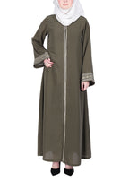 BeingMuslims Deadmint Abayas with Delicate Geomtric Lines Embroidery
