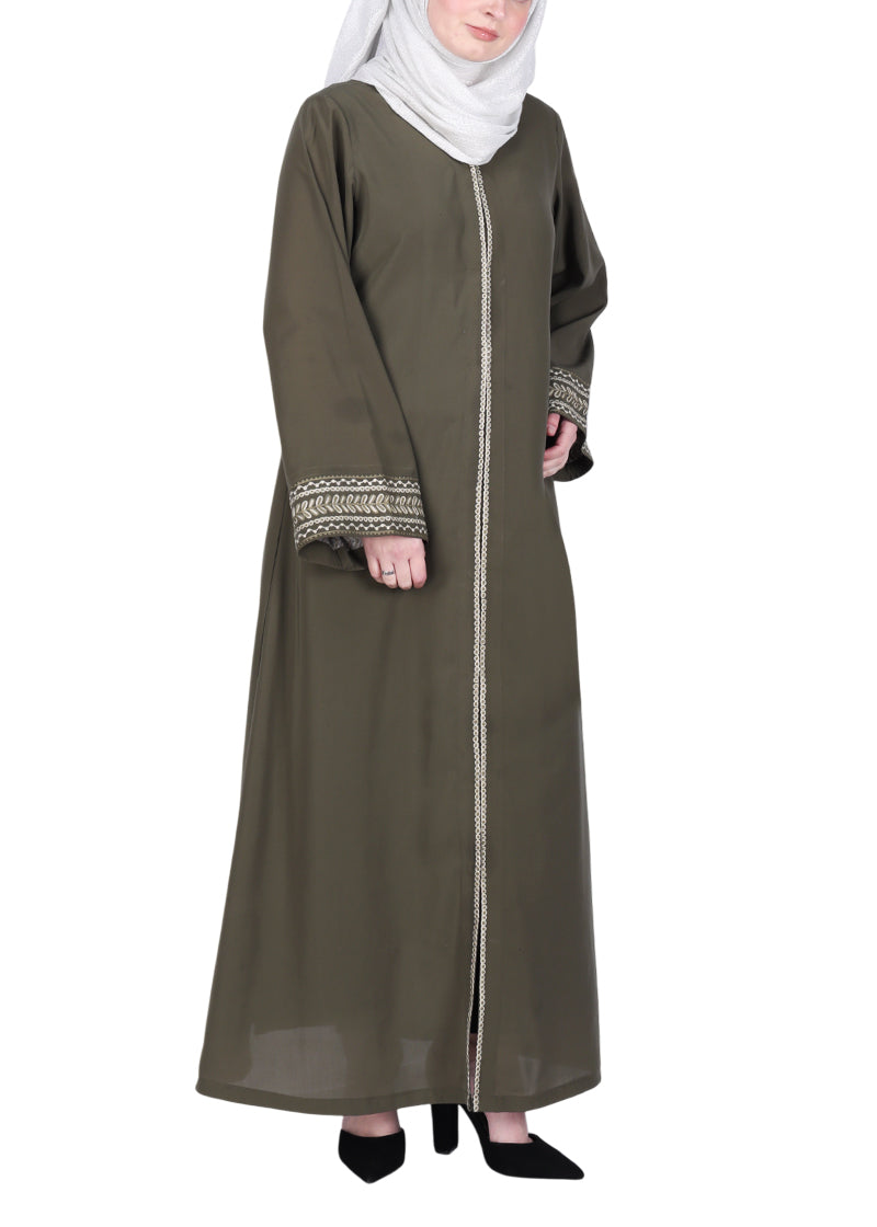 BeingMuslims Deadmint Abayas with Delicate Geomtric Lines Embroidery
