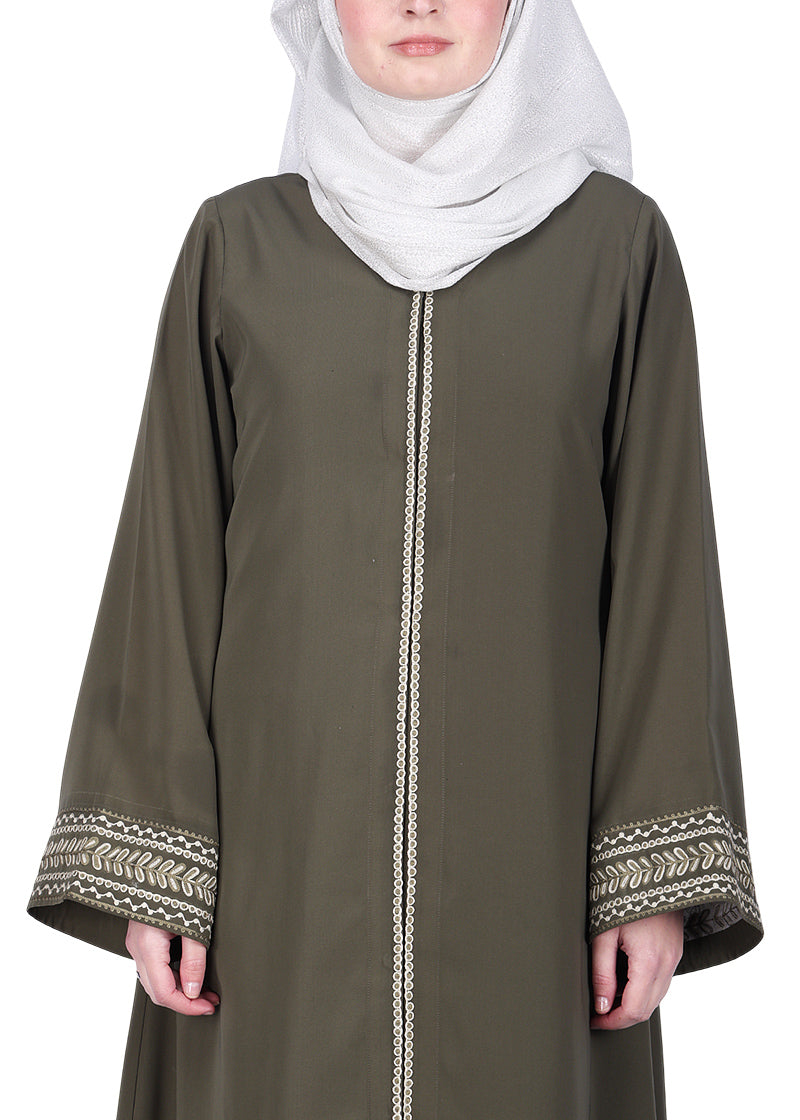 BeingMuslims Deadmint Abayas with Delicate Geomtric Lines Embroidery