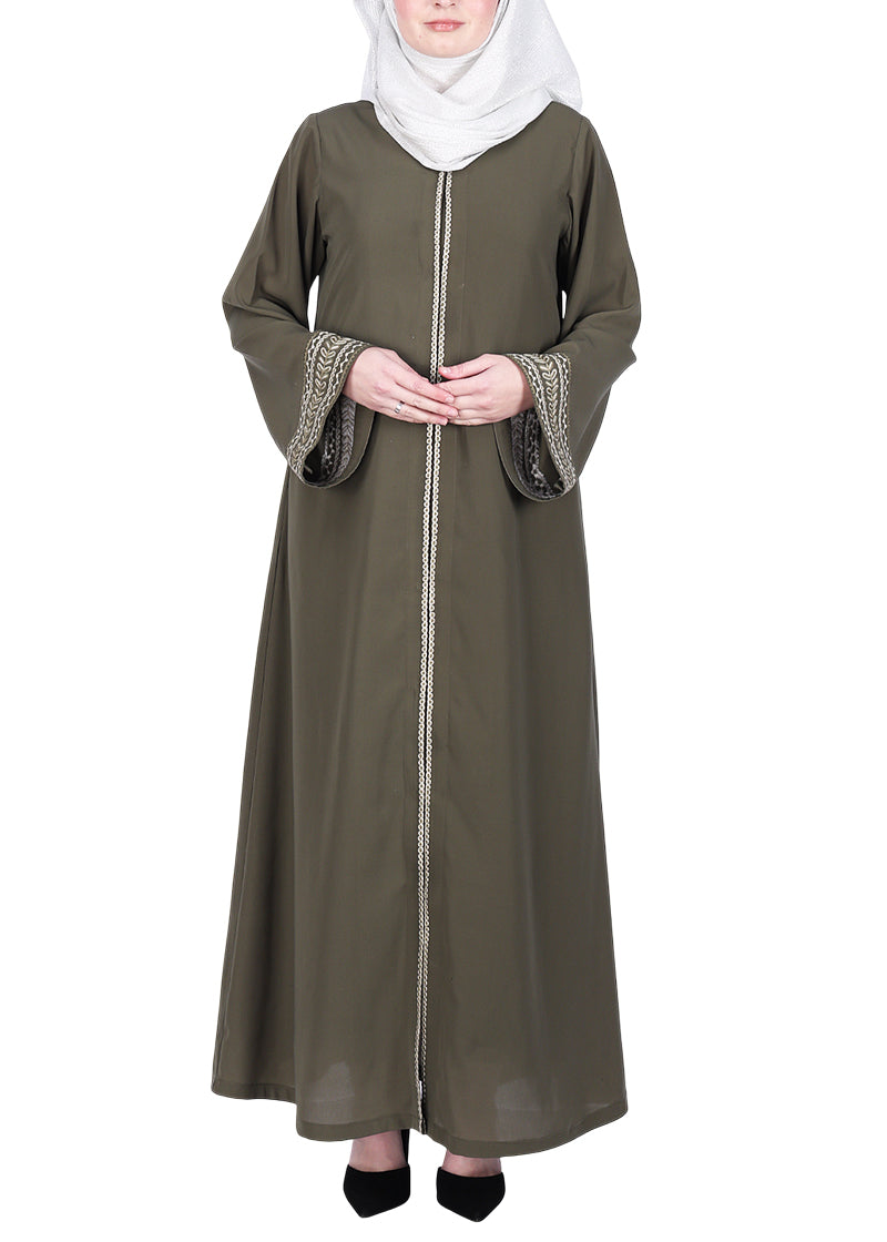 BeingMuslims Deadmint Abayas with Delicate Geomtric Lines Embroidery