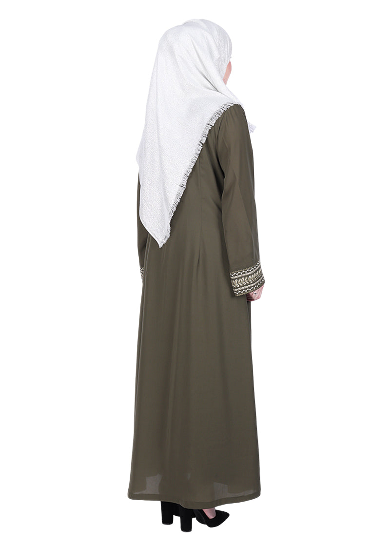 BeingMuslims Deadmint Abayas with Delicate Geomtric Lines Embroidery