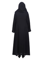 BeingMuslims Black Luxury Abaya with Rich Floral Beadwork Embroidery