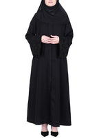 BeingMuslims Abaya with Rich Black on Black Embroidery on Sleeves