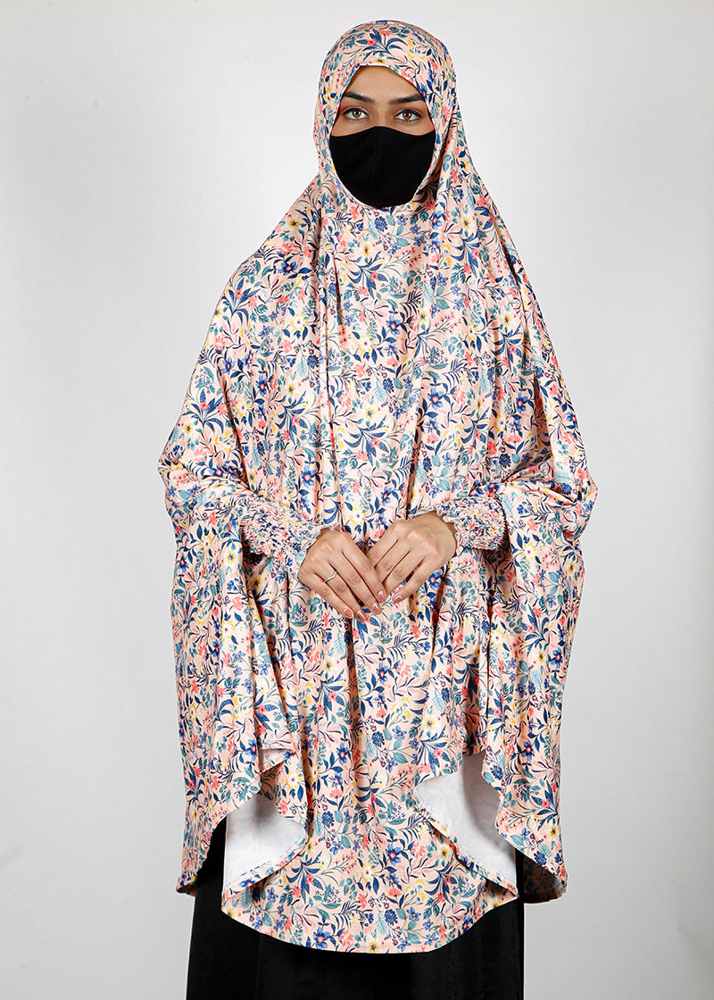 BeingMuslims Printed Khimar B with elastic Sleeves