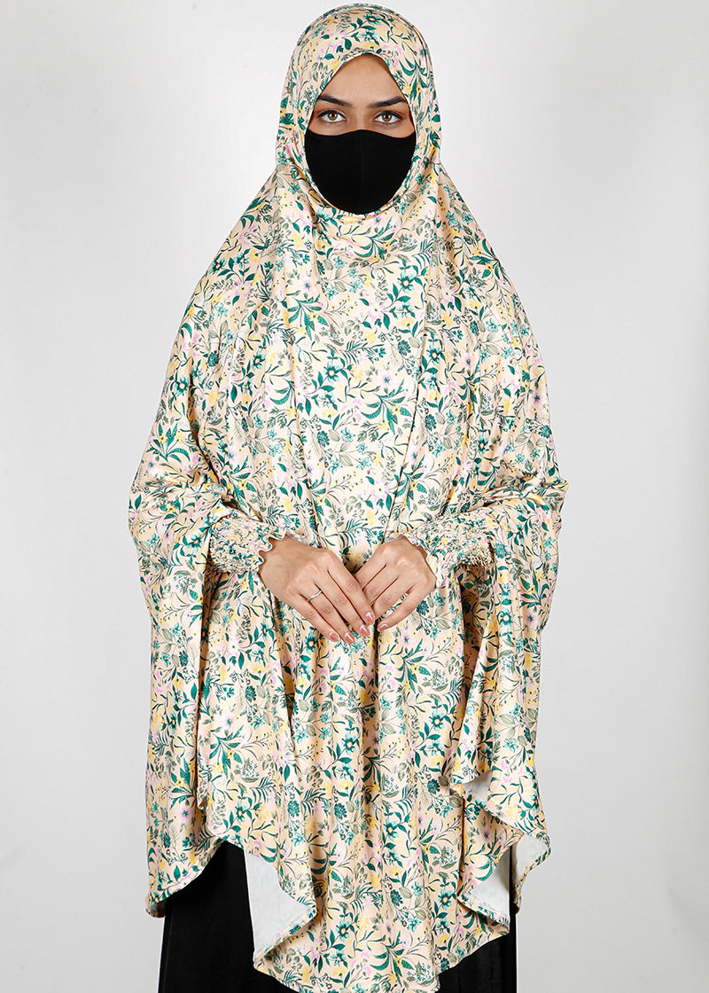 BeingMuslims Printed Khimar C with elastic Sleeves