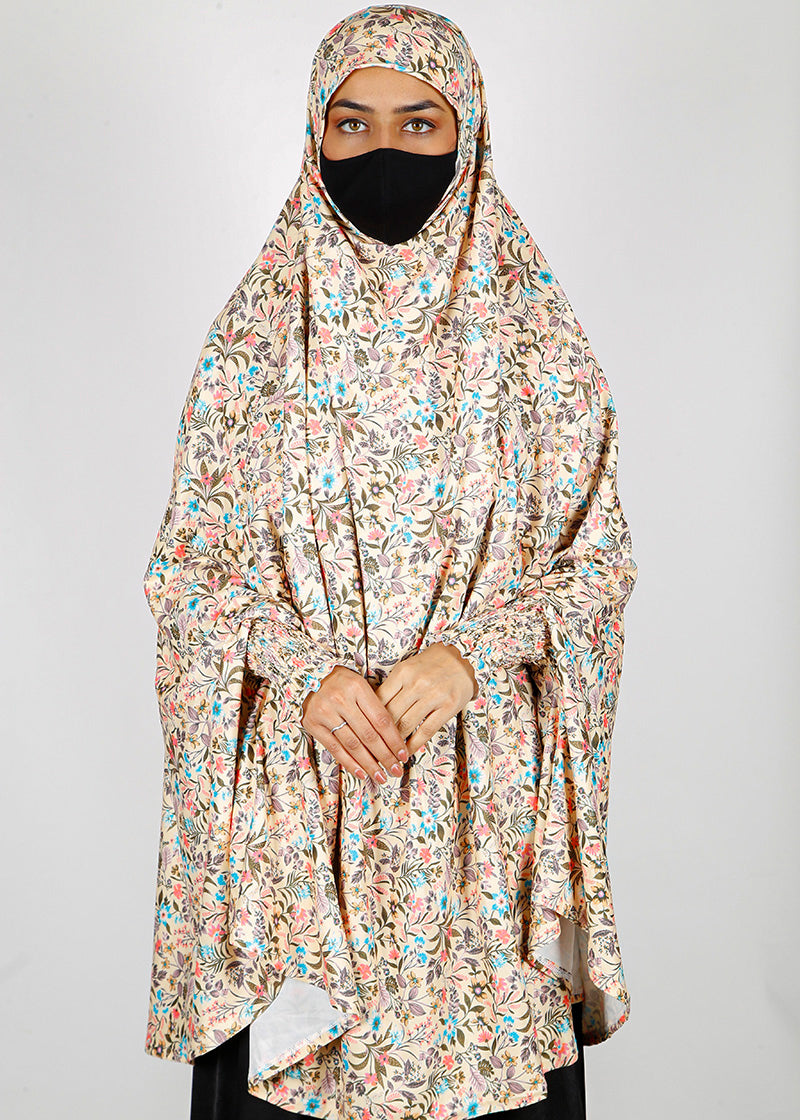 BeingMuslims Printed Khimar E with elastic Sleeves