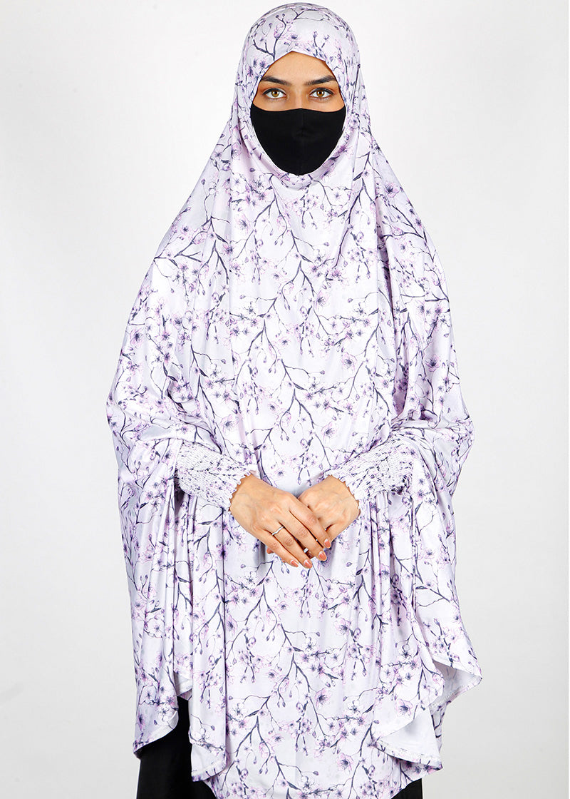 BeingMuslims Printed Khimar F with elastic Sleeves