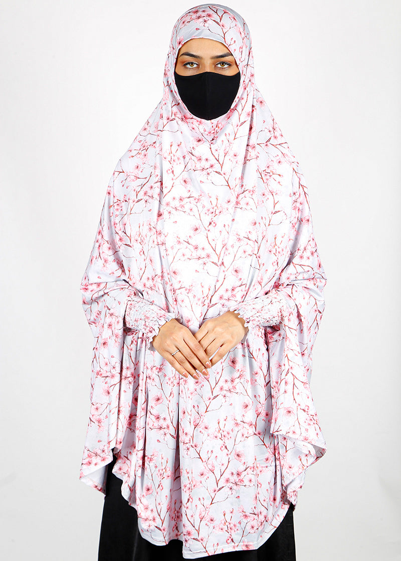 BeingMuslims Printed Khimar G with elastic Sleeves