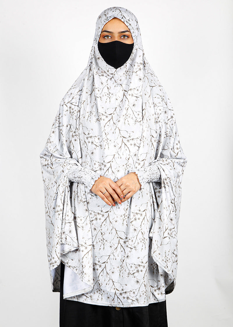 BeingMuslims Printed Khimar J with elastic Sleeves