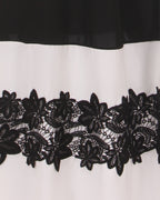 Closed Black & White Abaya With Applique