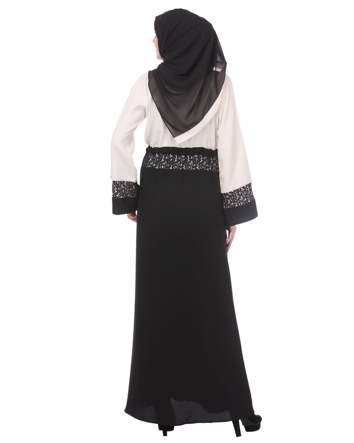 Formal Black & White Abaya