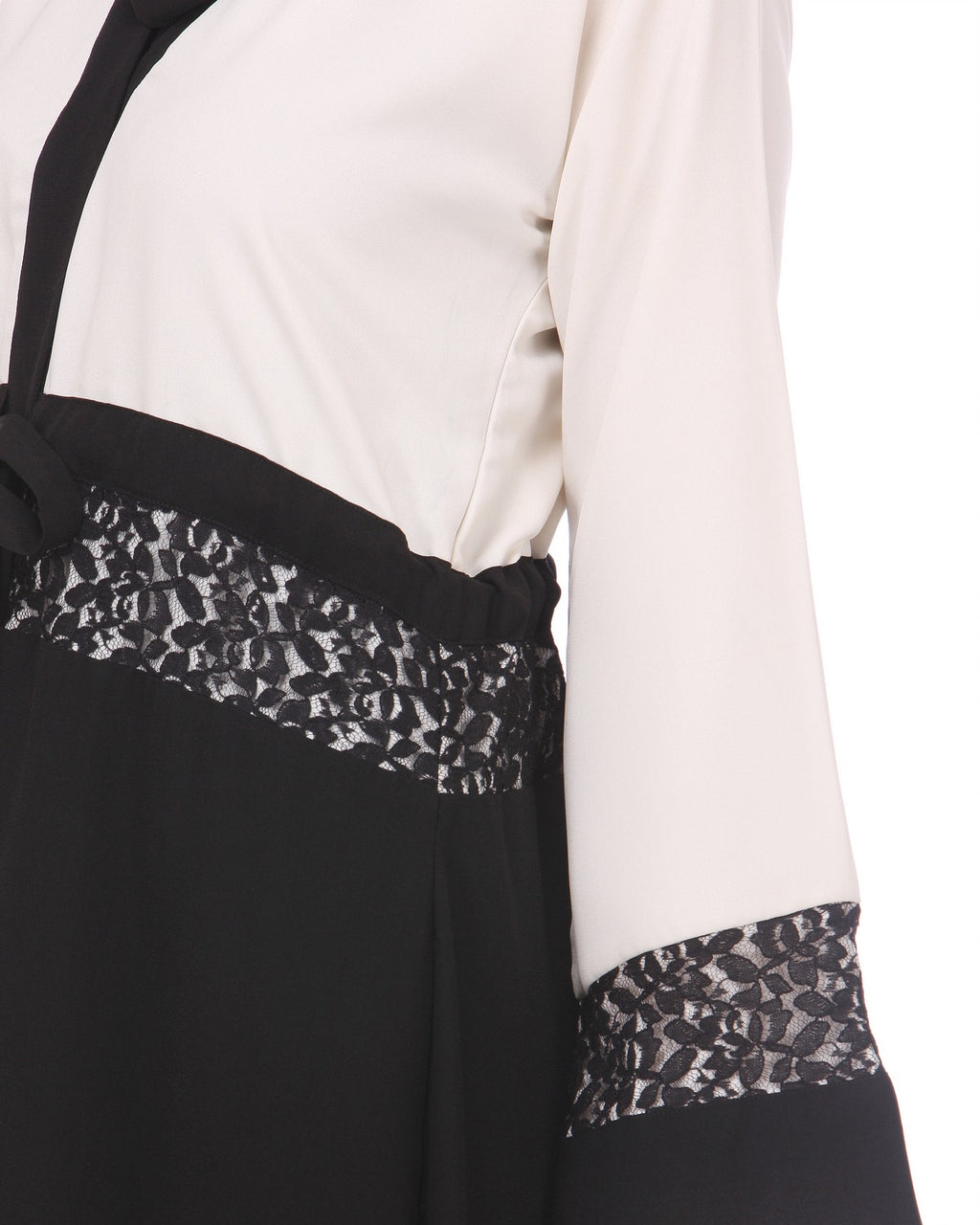 Formal Black & White Abaya