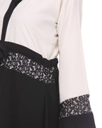 Formal Black & White Abaya