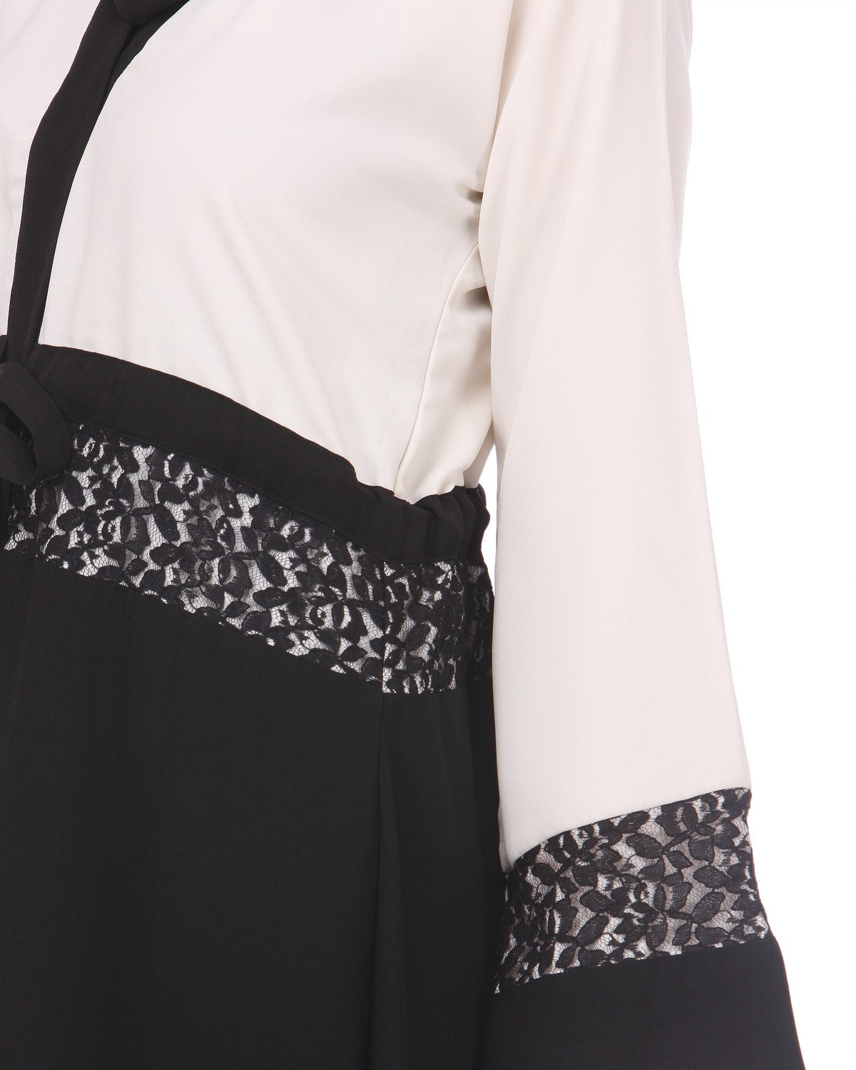 Formal Black & White Abaya
