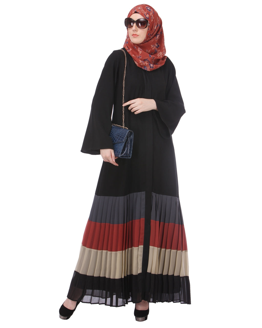 Multi Coloured Pleated Stylish Abaya