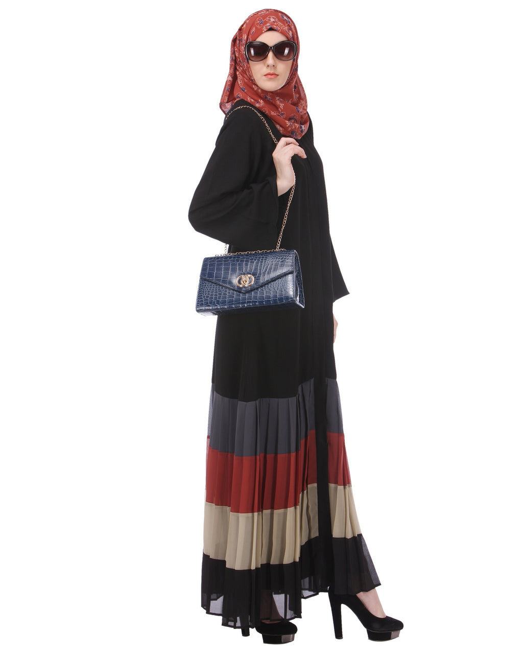Multi Coloured Pleated Stylish Abaya