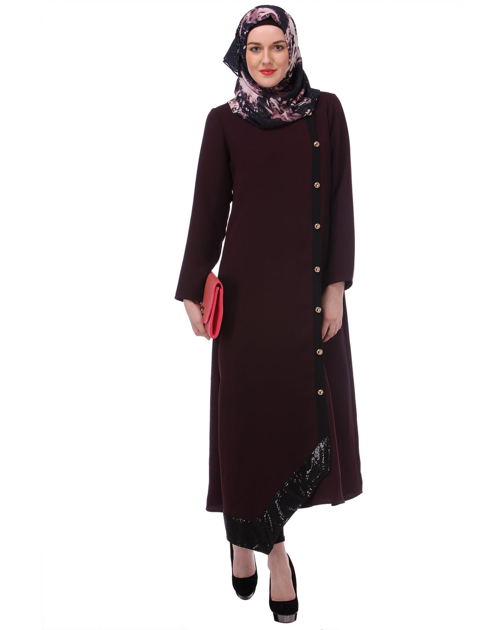 Purple Button-down Abaya