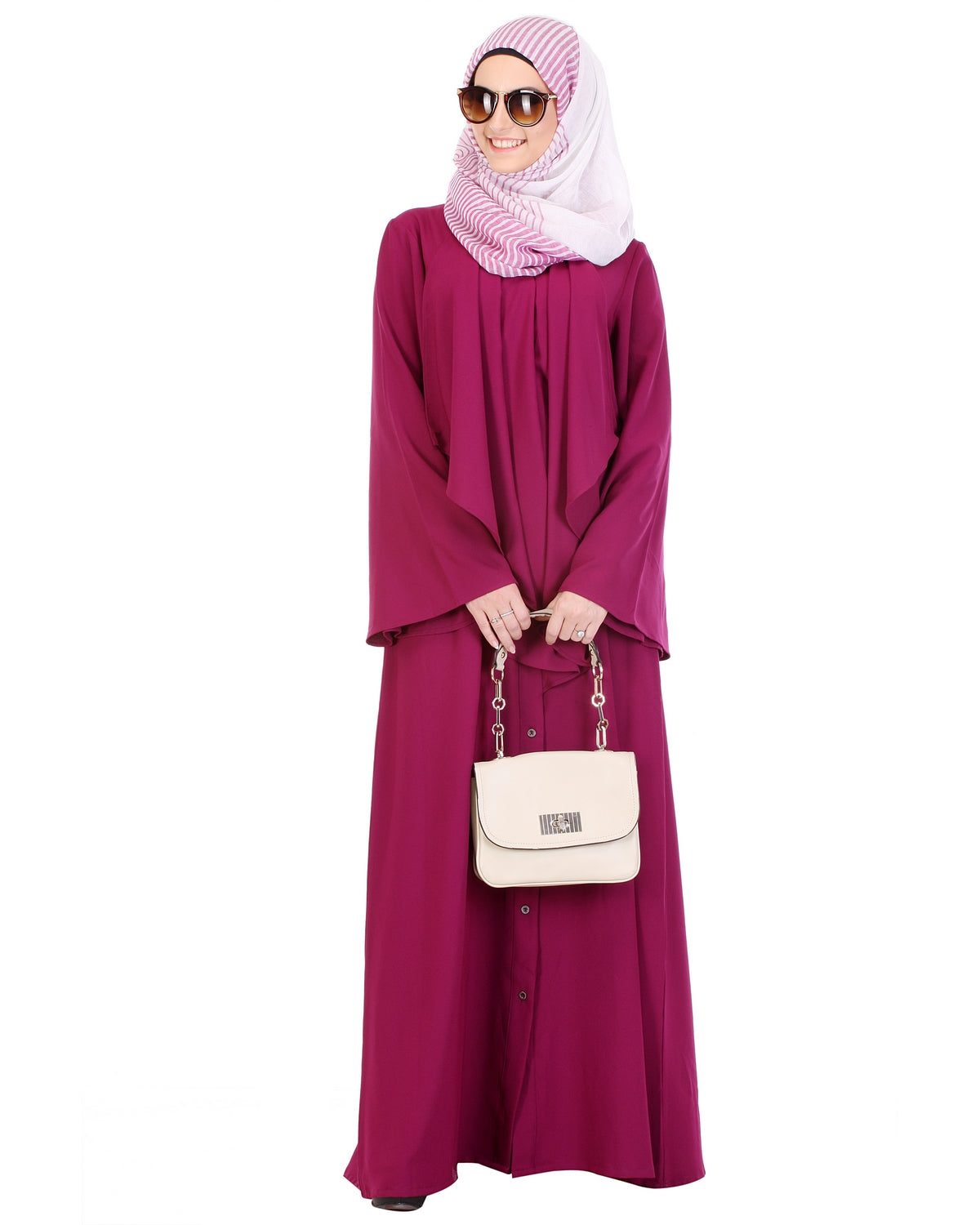 Flared Marsala Fuchsia Abaya