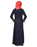 Denim Coat-Abaya With Pretty Hand-Embroidery