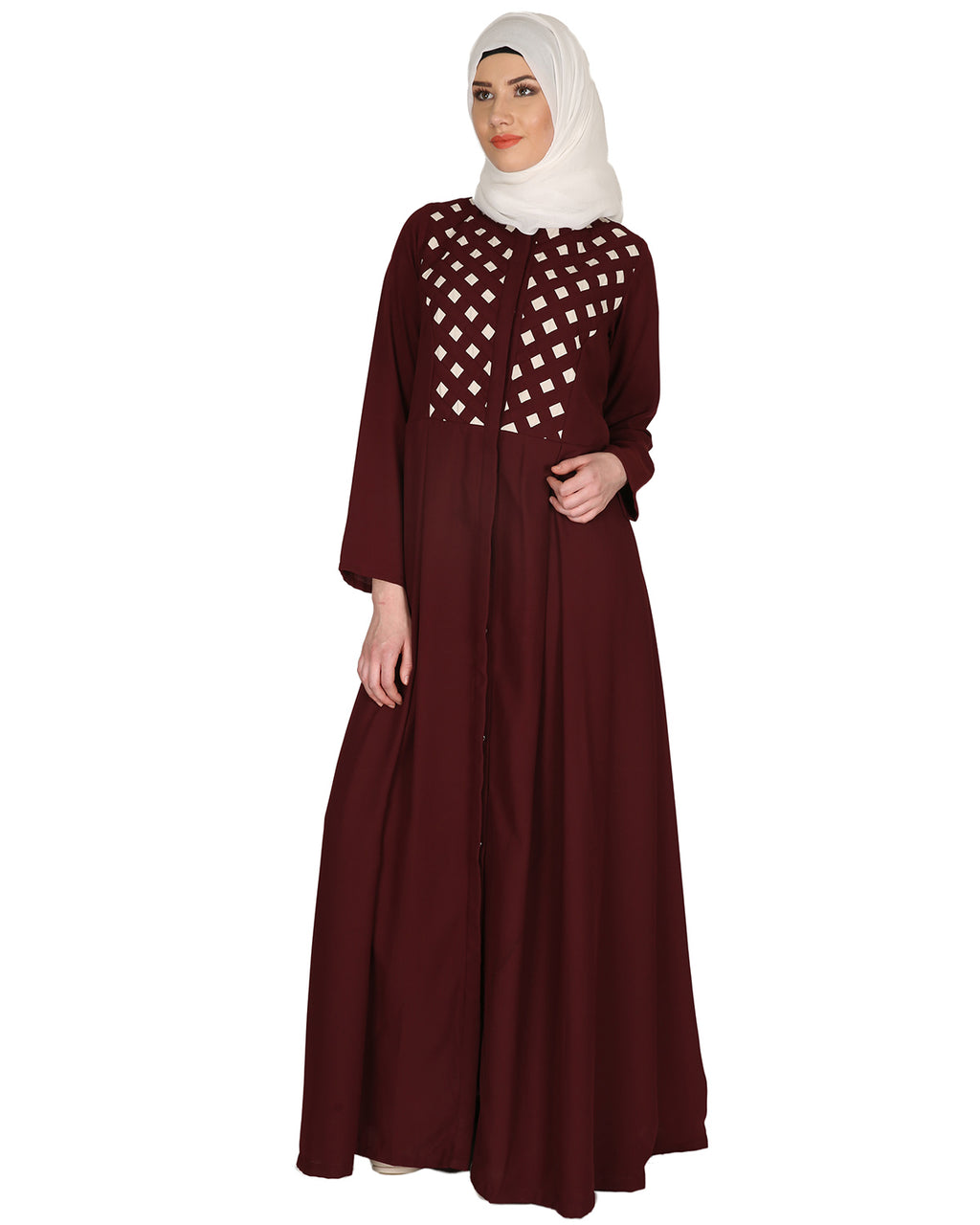 Hand Crafted Checkered Yoke Abaya