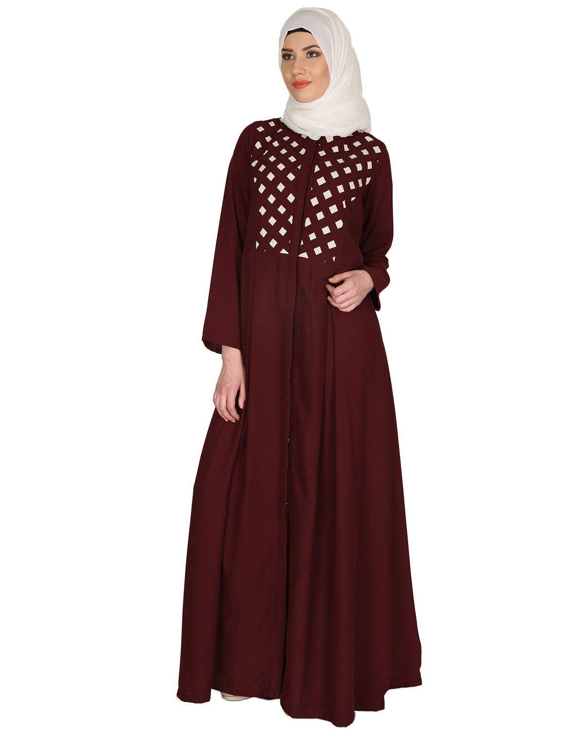 Hand Crafted Checkered Yoke Abaya