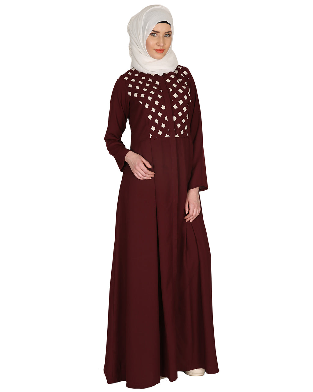 Hand Crafted Checkered Yoke Abaya