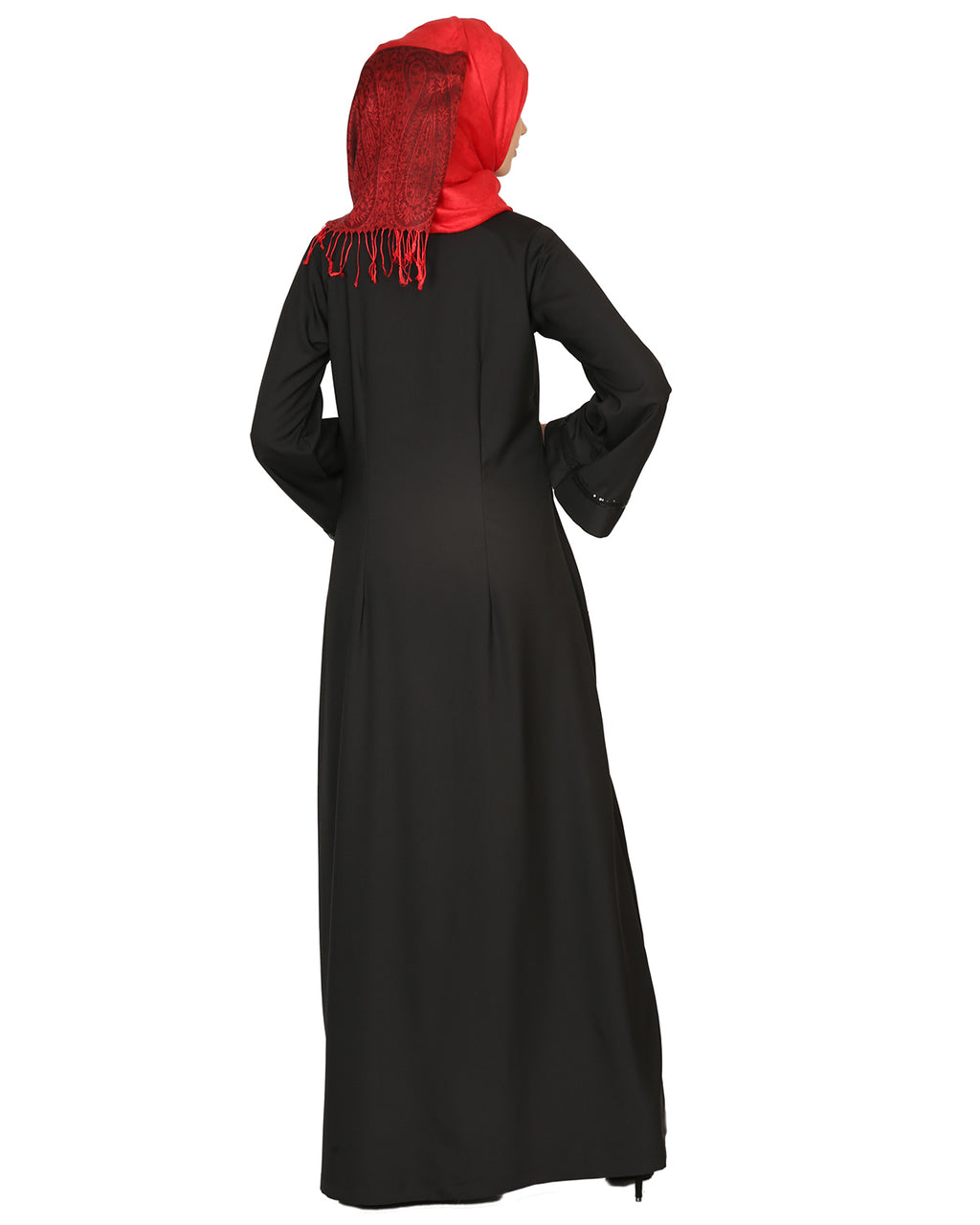 Elegant Silk-Thread Rose Embroidered Abaya