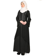 Double Layered With Crystal Embellished Yoke Abaya
