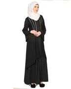 Double Layered With Crystal Embellished Yoke Abaya