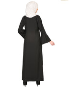 Double Layered With Crystal Embellished Yoke Abaya