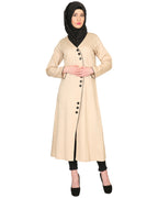 Mid-Calf Coat Style Abaya with Black Detailing
