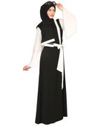 Double Layered Pearl Embellished Sleeves Abaya
