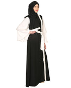 Double Layered Pearl Embellished Sleeves Abaya