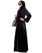 Black Abaya With Multi Coloured Thread Embroidery