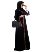 Black Abaya With Multi Coloured Thread Embroidery