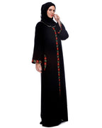 Black Abaya With Multi Coloured Thread Embroidery
