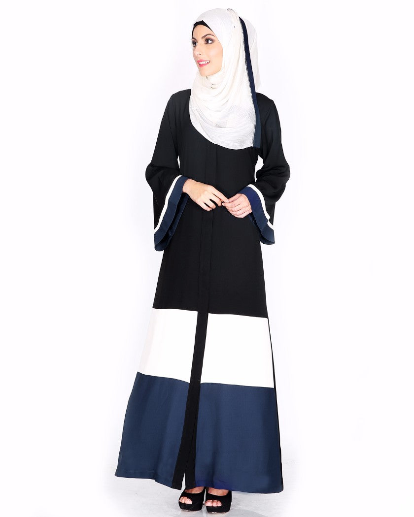 Black,White And Blue Abaya