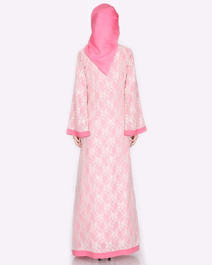 Double Layer Laced Abaya