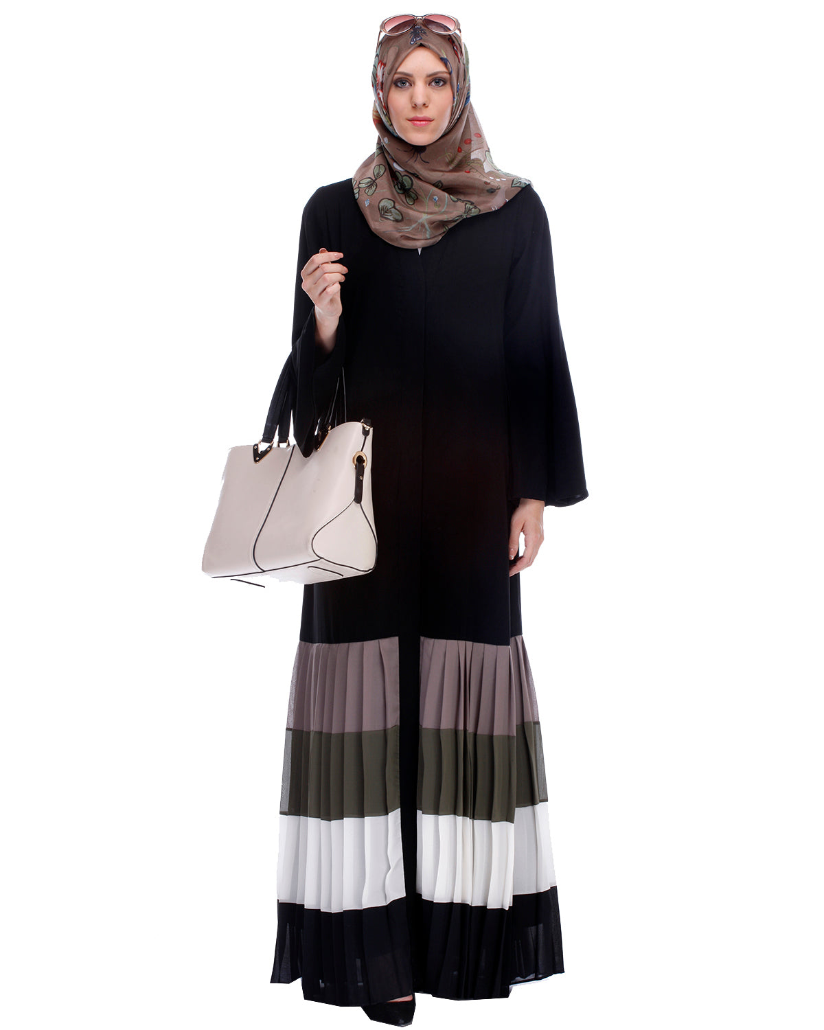 Multi Coloured Pleated Stylish Abaya