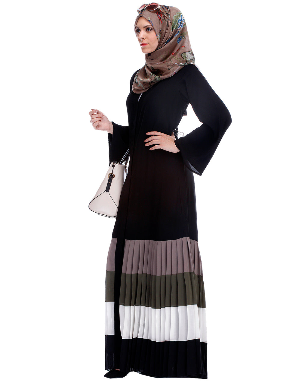 Multi Coloured Pleated Stylish Abaya