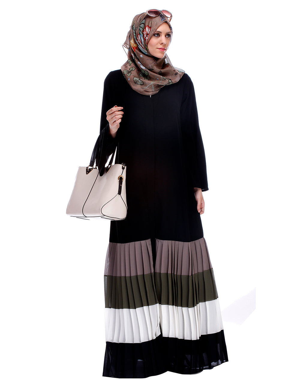 Multi Coloured Pleated Stylish Abaya