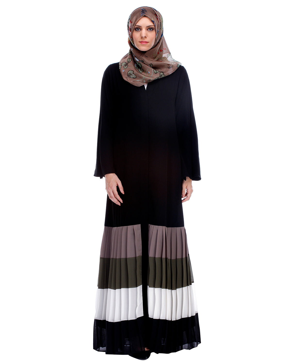 Multi Coloured Pleated Stylish Abaya
