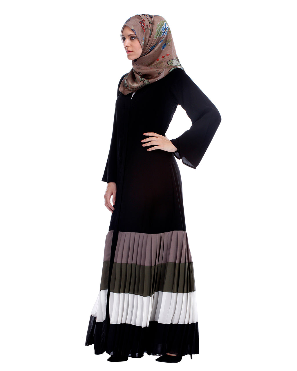 Multi Coloured Pleated Stylish Abaya
