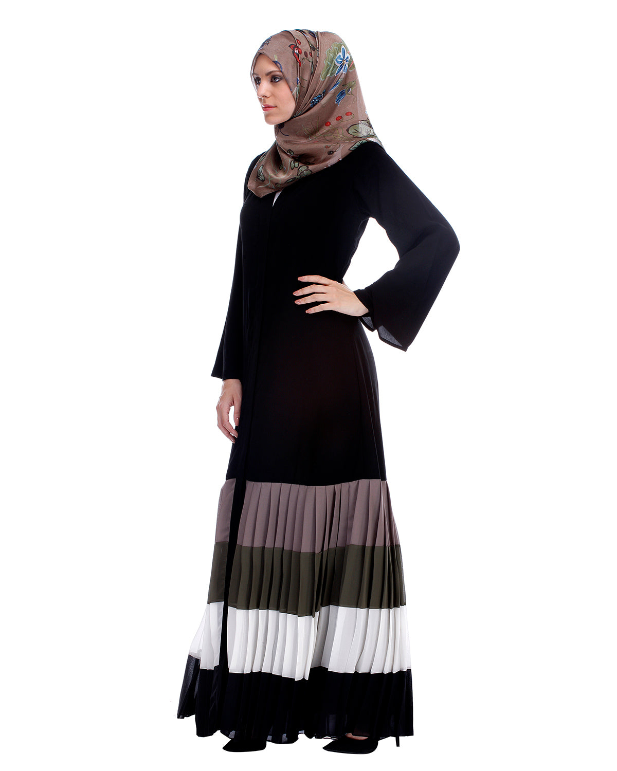 Multi Coloured Pleated Stylish Abaya